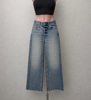 RE/DONE Blue High Rise Wide Leg Crop Jeans Women's 26